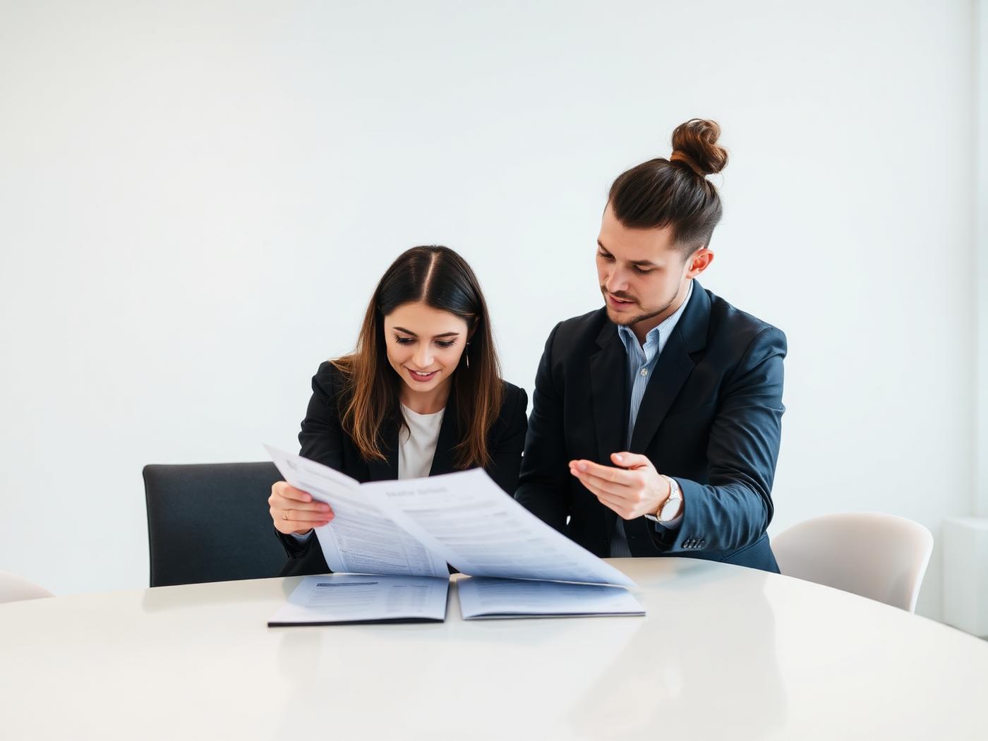 Two professionals reviewing OneHR membership options